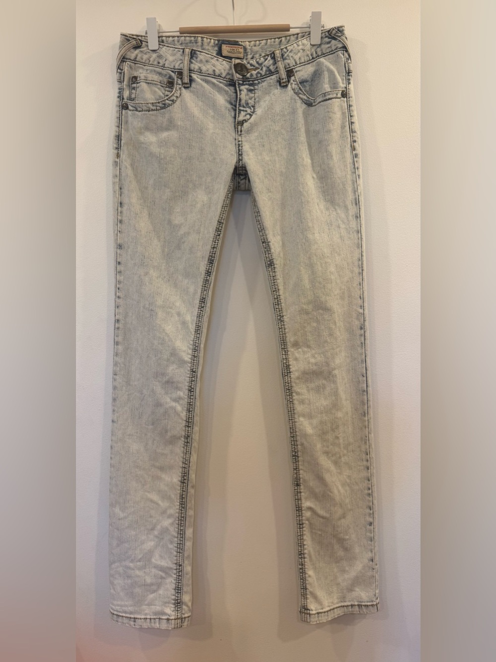 Free People Acid Wash Jeans with Sparrow Button Detail, Size 27